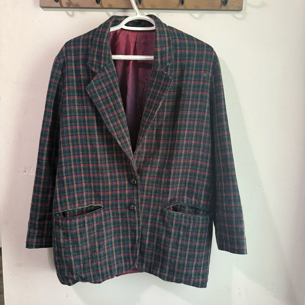 Oversized Vintage Plaid Blazer - Picture 2 of 4